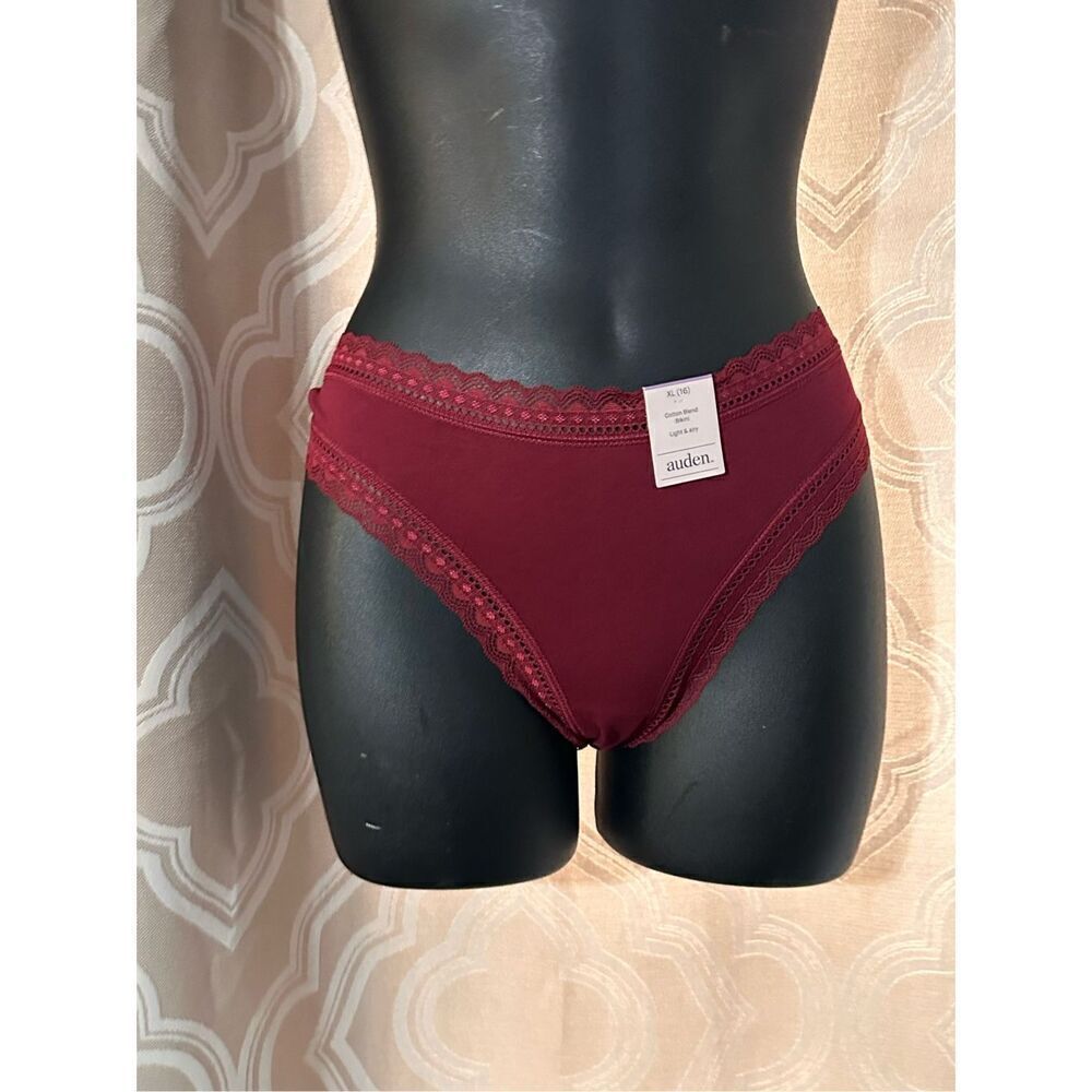 New with tags Auden NWT cotton blend bikini burgundy light and airy panties size